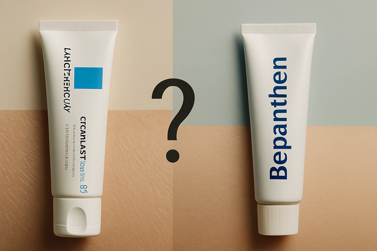 Két különböző bőrápoló krém tubusa, a Bepanthen és a Cicalfate.