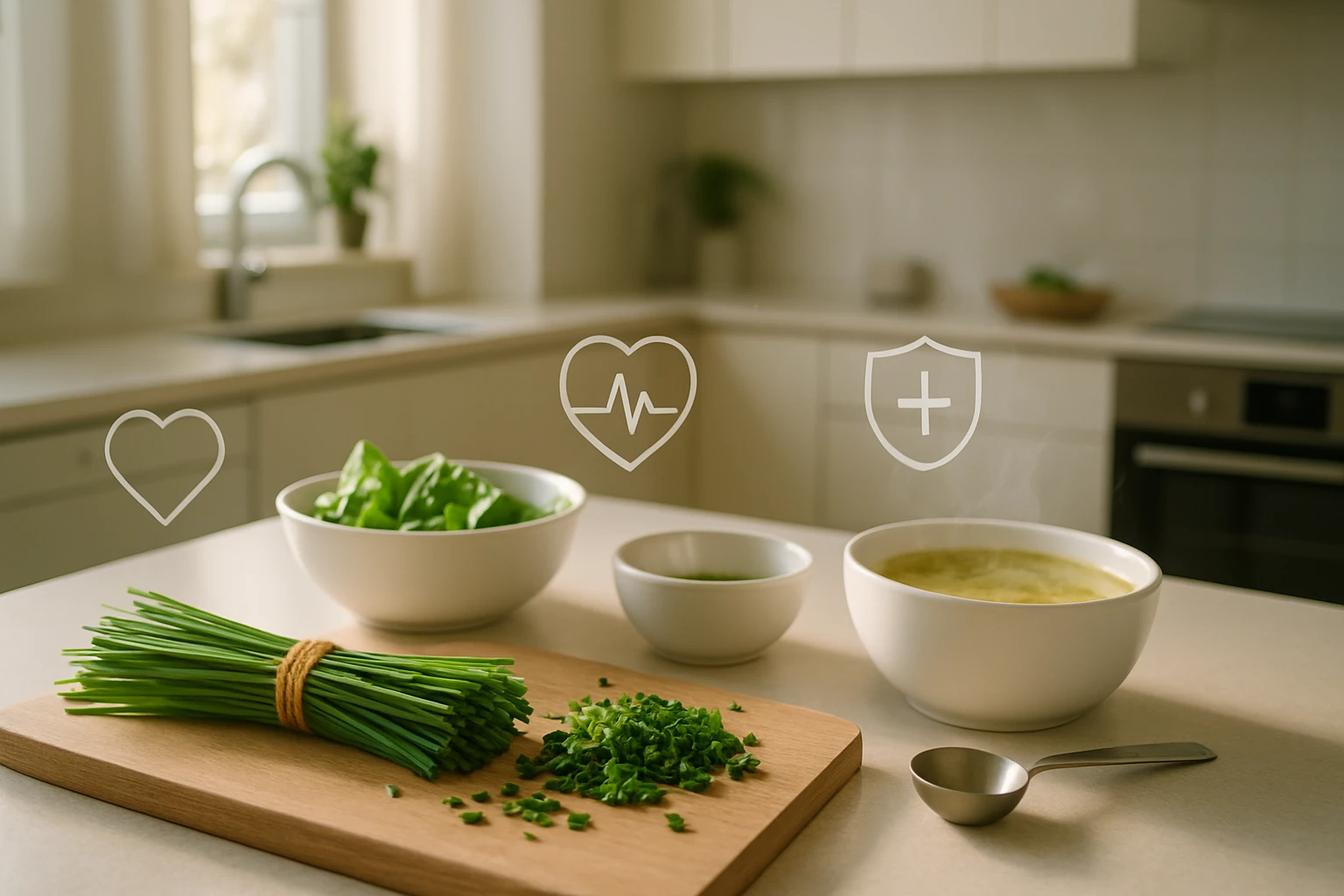 Friss zöldségek és fűszerek egy konyhai munkafelületen, egészséges étkezéshez.