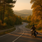 Sziklás Mecsek hegyei, motoros útvonalak, mediterrán hangulatú erdőbe burkolt táj.
