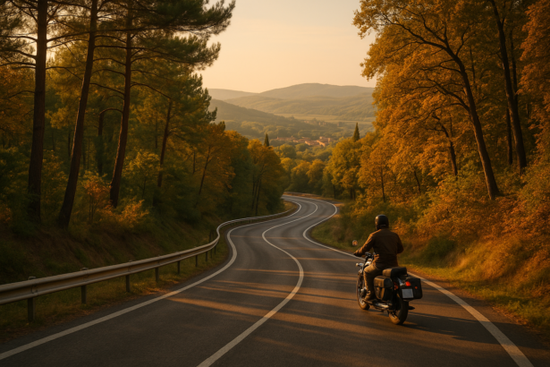 Sziklás Mecsek hegyei, motoros útvonalak, mediterrán hangulatú erdőbe burkolt táj.